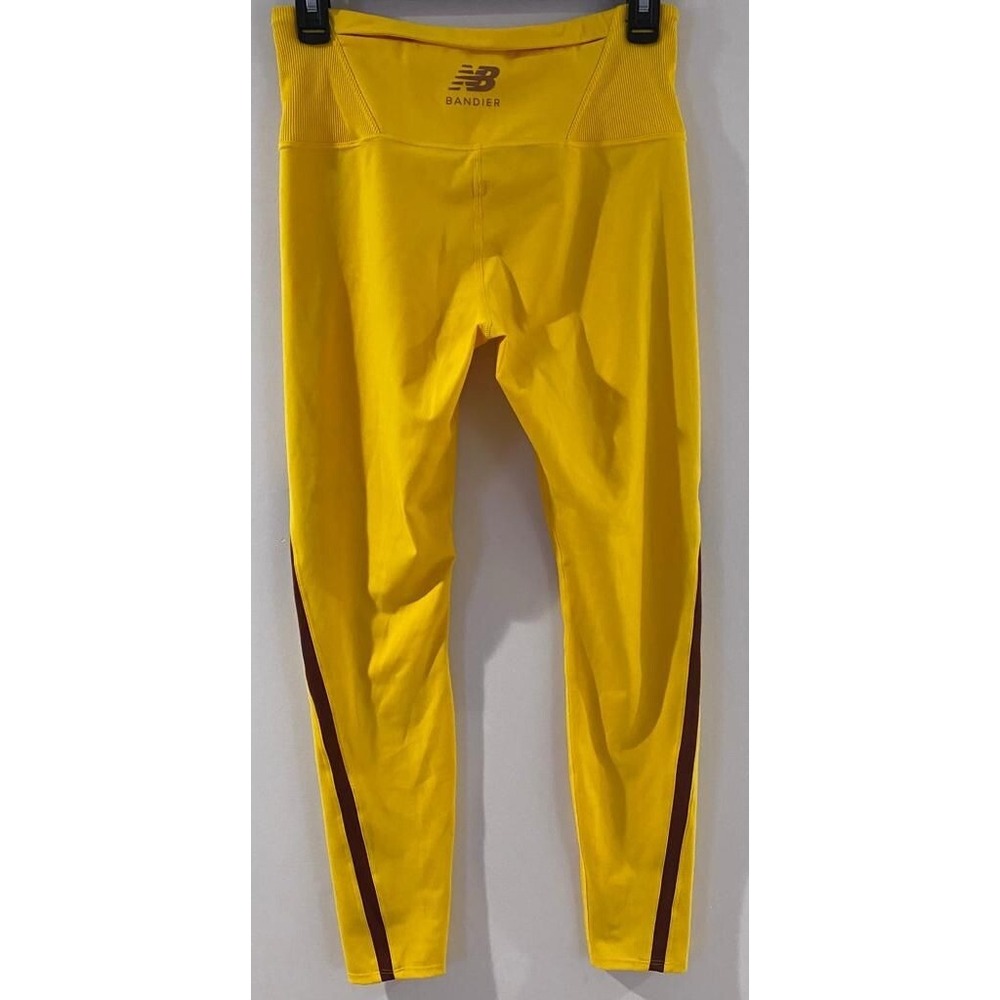 New Balance x Bandier Women's High-Waisted Leggings Yellow Maroon Stripe Size M